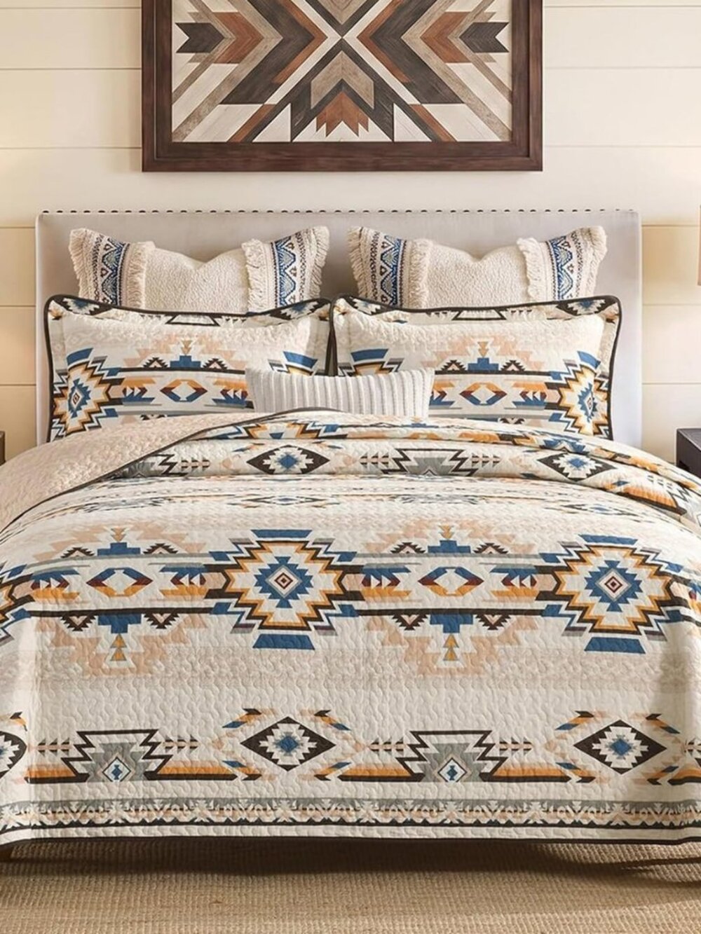 100% Cotton Southwestern Quilts Queen Size Aztec 3-Pieces Bedding